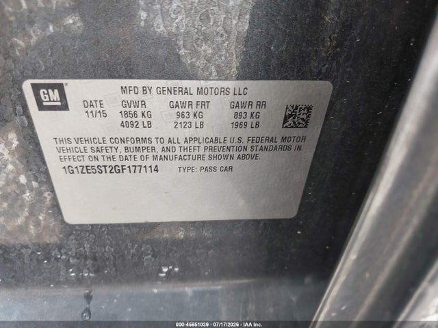 Продаж на аукціоні авто 2016 Chevrolet Malibu 1lt, vin: 1G1ZE5ST2GF177114, номер лоту: 45651039