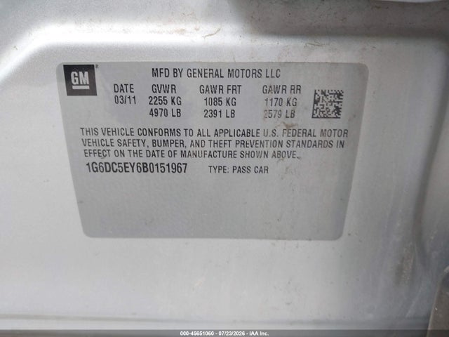 Продаж на аукціоні авто 2011 Cadillac Cts, vin: 1G6DC5EY6B0151967, номер лоту: 45651060