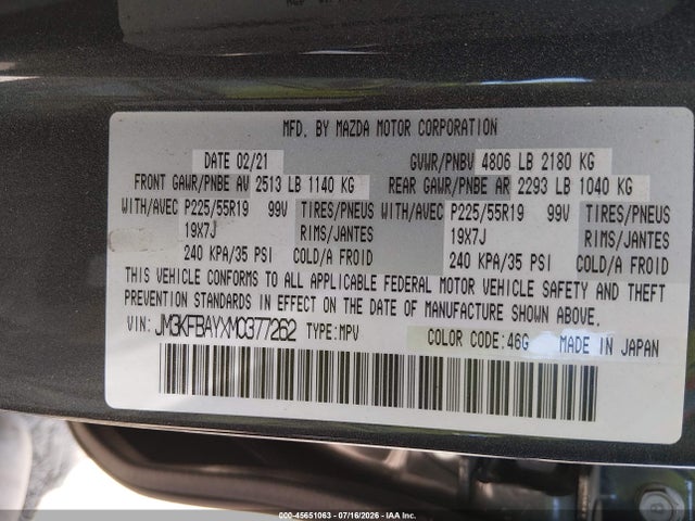 JM3KFBAYXM0377262 Mazda Cx-5 Grand Touring Reserve