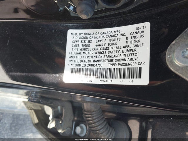 Продаж на аукціоні авто 2017 Honda Civic Lx, vin: 2HGFC2F59HH547051, номер лоту: 45651101