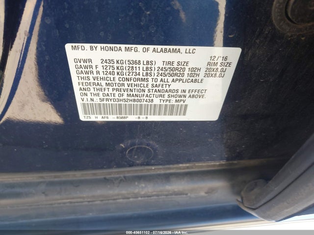 Acura Mdx Technology Package 2017 5FRYD3H52HB007438 Image 9