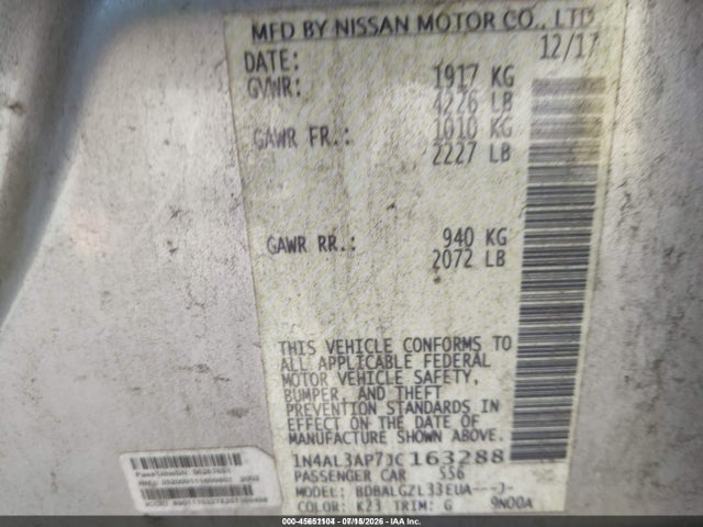 Nissan Altima 2.5 S 2018 1N4AL3AP7JC163288 Image 9