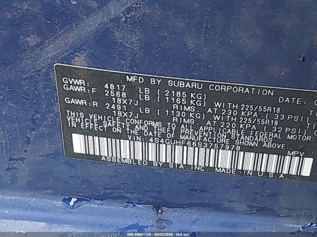 2025 Subaru Crosstrek Sport მანქანა იყიდება აუქციონზე, vin: 4S4GUHF66S3757978, აუქციონის ნომერი: 45651128