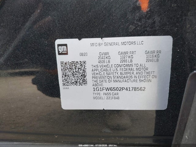 2023 Chevrolet Bolt Ev Fwd 1lt მანქანა იყიდება აუქციონზე, vin: 1G1FW6S02P4178562, აუქციონის ნომერი: 45651144