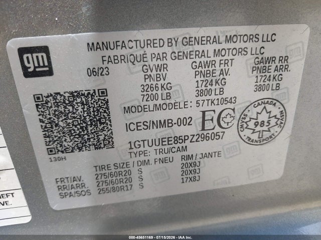 1GTUUEE85PZ296057 GMC Sierra 1500 At4