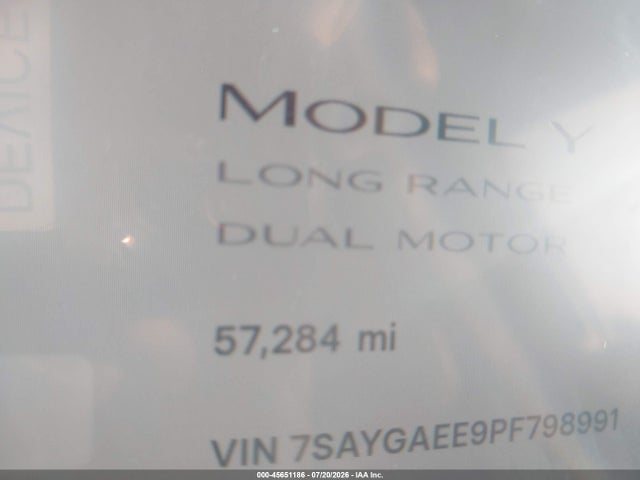 2023 Tesla Model Y Awd/long Range Dual Motor All-wheel Drive მანქანა იყიდება აუქციონზე, vin: 7SAYGAEE9PF798991, აუქციონის ნომერი: 45651186