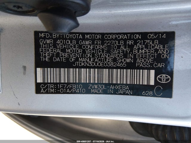 Toyota Prius Three 2014 JTDKN3DU0E0382465 Image 9