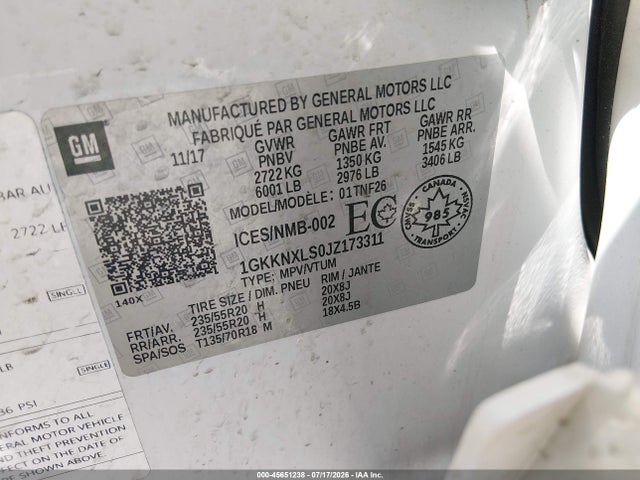 Продажа на аукционе авто 2018 Gmc Acadia Denali, vin: 1GKKNXLS0JZ173311, номер лота: 45651238