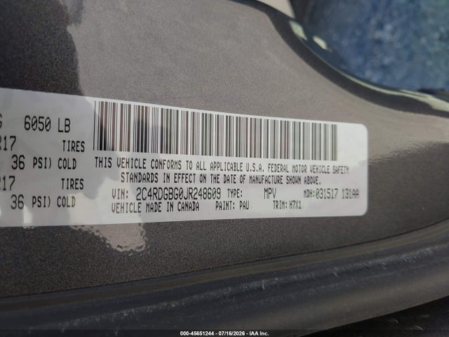 Dodge Grand Caravan Se 2018 2C4RDGBG0JR248609 Image 9