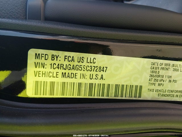 Продаж на аукціоні авто 2025 Jeep Grand Cherokee Laredo X 4x2, vin: 1C4RJGAG5SC372847, номер лоту: 45651276