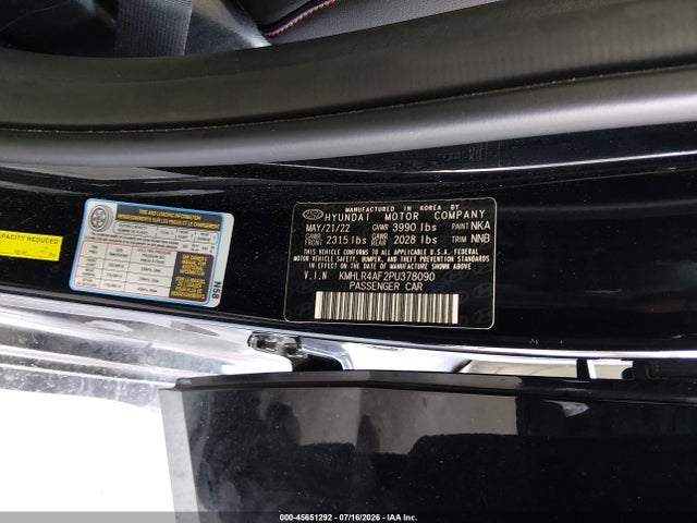 Продажа на аукционе авто 2023 Hyundai Elantra N Line, vin: KMHLR4AF2PU378090, номер лота: 45651292