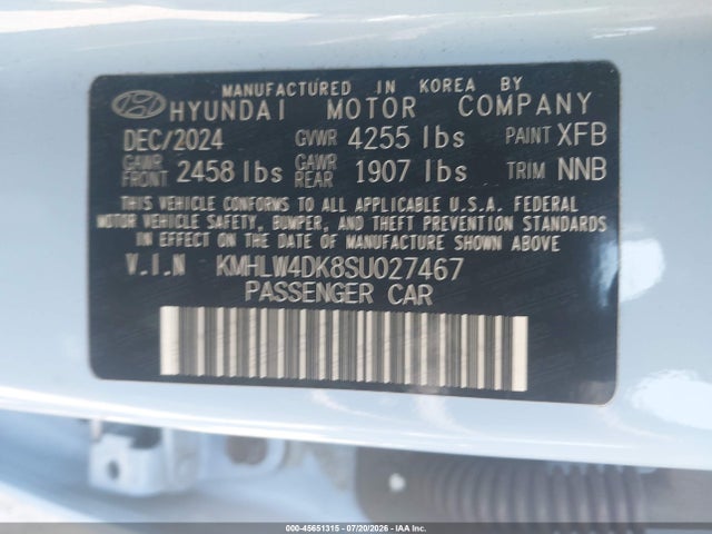 2025 Hyundai Elantra N მანქანა იყიდება აუქციონზე, vin: KMHLW4DK8SU027467, აუქციონის ნომერი: 45651315