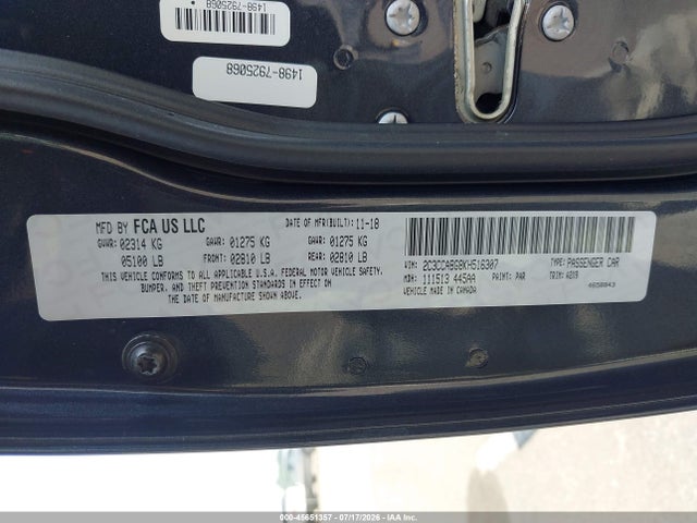 45651357 :رقم المزاد ، 2C3CCABG8KH516307 vin ، 2019 Chrysler 300 مزاد بيع