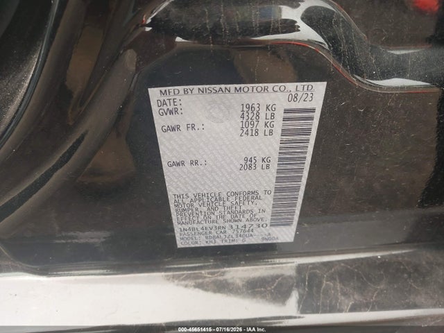 45651415 :رقم المزاد ، 1N4BL4EV3RN314730 vin ، 2024 Nissan Altima Sl Fwd مزاد بيع