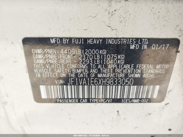Subaru Wrx Premium 2017 JF1VA1E6XH9833050 Image 9