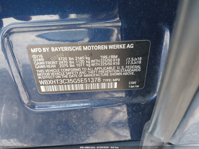 Продаж на аукціоні авто 2016 Bmw X1 Xdrive28i, vin: WBXHT3C35G5E51378, номер лоту: 45651434