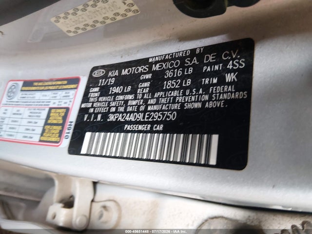 Aukcja sprzedaży 2020 Kia Rio Lx, vin: 3KPA24AD9LE295750, numer aukcji: 45651448