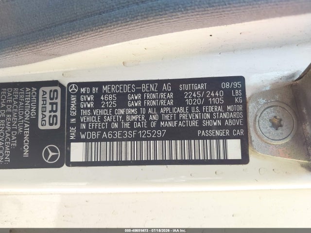 Auction sale of the 1995 Mercedes-benz Sl 320, vin: WDBFA63E3SF125297, lot number: 45651473