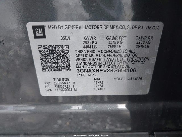 Chevrolet EQUINOX LS 2019 3GNAXHEVXKS654106 Image 9