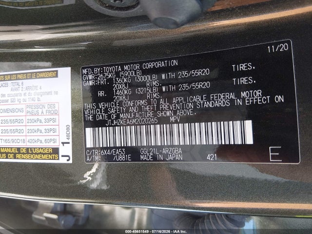 Lexus Rx 350l 2021 JTJHZKEA6M2020265 Image 9