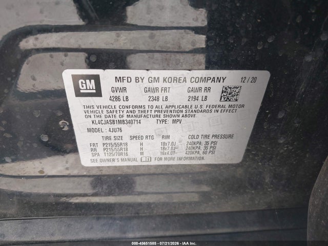Продажа на аукционе авто 2021 Buick Encore Fwd Preferred, vin: KL4CJASB1MB340714, номер лота: 45651585