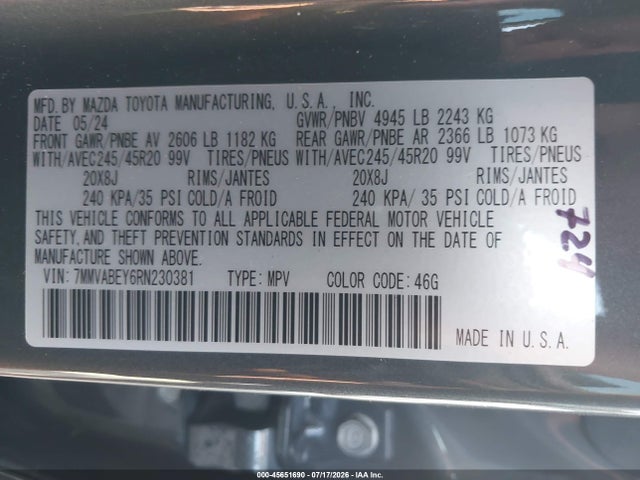 Продажа на аукционе авто 2024 Mazda Cx-50 2.5 Turbo Premium Plus, vin: 7MMVABEY6RN230381, номер лота: 45651690