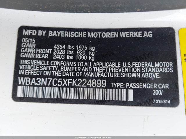 Продаж на аукціоні авто 2015 Bmw 428i, vin: WBA3N7C5XFK224899, номер лоту: 45651712
