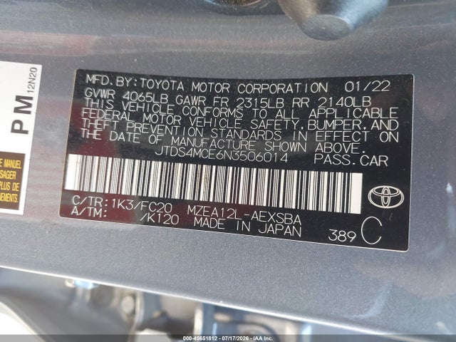 Toyota COROLLA SE 2022 JTDS4MCE6N3506014 Image 9
