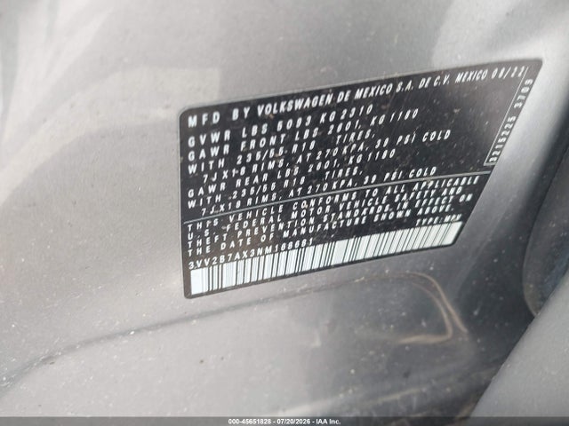 Aukcja sprzedaży 2022 Volkswagen Tiguan 2.0t Se, vin: 3VV2B7AX3NM168681, numer aukcji: 45651828