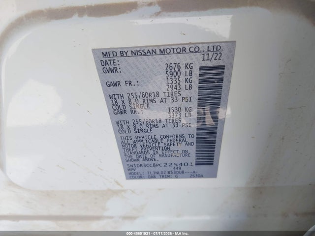 Продажа на аукционе авто 2023 Nissan Pathfinder Sl 4wd, vin: 5N1DR3CC8PC225401, номер лота: 45651931