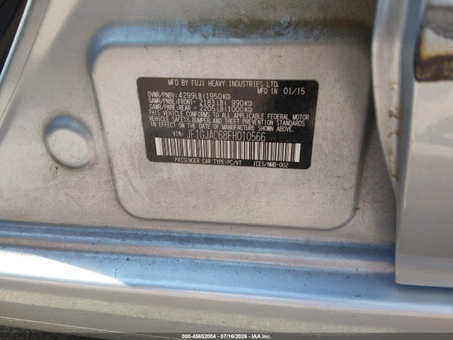45652004 :رقم المزاد ، JF1GJAC68FH010566 vin ، 2015 Subaru Impreza 2.0i Premium مزاد بيع