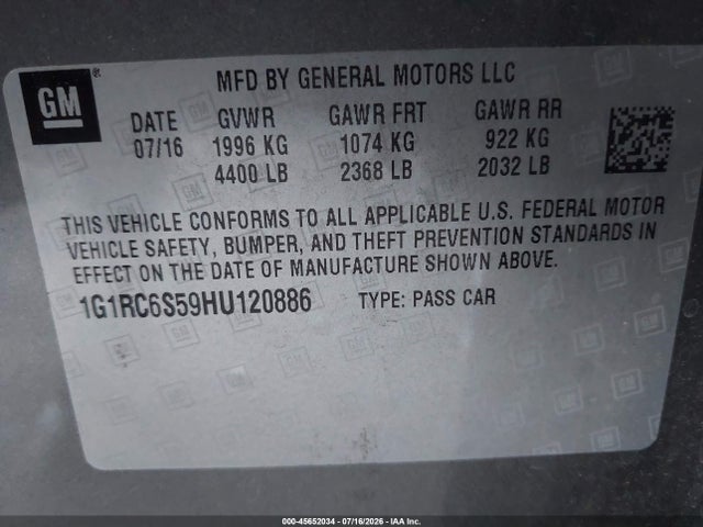 Chevrolet VOLT LT 2017 1G1RC6S59HU120886 Image 9