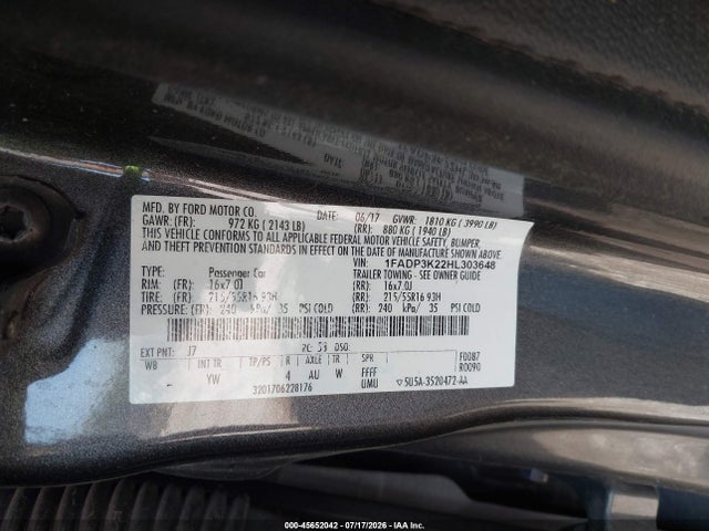1FADP3K22HL303648 Ford FOCUS SE