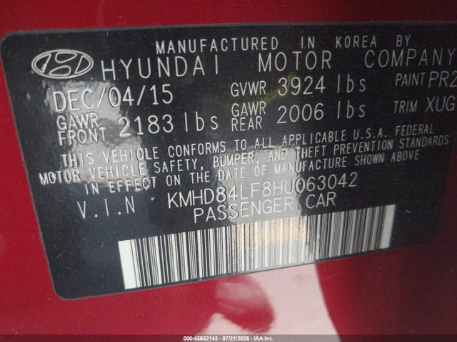 Hyundai ELANTRA SE 2017 KMHD84LF8HU063042 Image 9