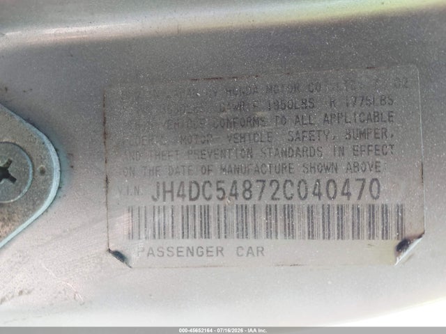 Продаж на аукціоні авто 2002 Acura Rsx, vin: JH4DC54872C040470, номер лоту: 45652164