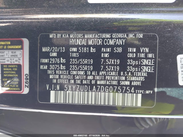 Продажа на аукционе авто 2013 Hyundai Santa Fe Sport 2.0t, vin: 5XYZUDLA7DG075754, номер лота: 45652165