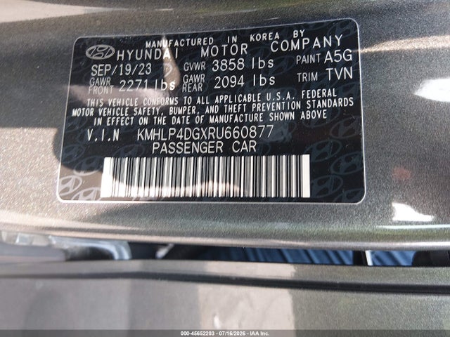 Aukcja sprzedaży 2024 Hyundai Elantra Limited, vin: KMHLP4DGXRU660877, numer aukcji: 45652203