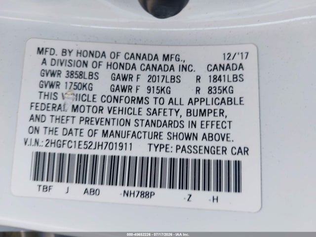 Honda CIVIC SI 2018 2HGFC1E52JH701911 Image 9