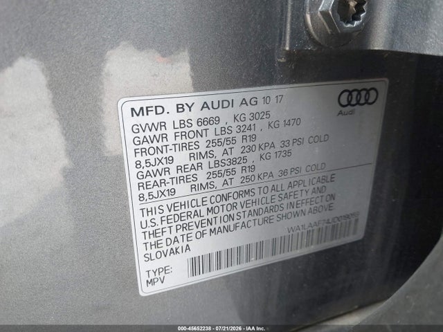 Aukcja sprzedaży 2018 Audi Q7 3.0t Premium, vin: WA1LAAF74JD019059, numer aukcji: 45652238
