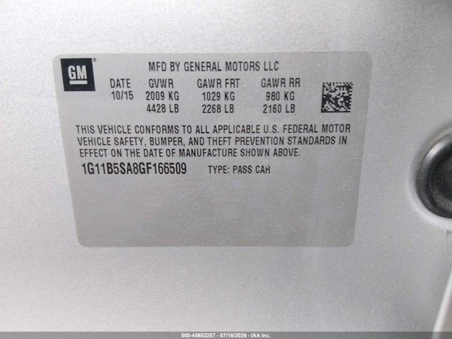 Chevrolet Malibu Limited Ls 2016 1G11B5SA8GF166509 Image 9