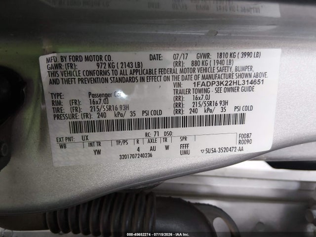 Ford FOCUS SE 2017 1FADP3K22HL314651 Image 9