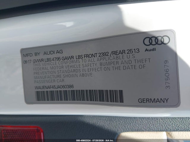 Продажа на аукционе авто 2018 Audi A4 2.0t Premium/2.0t Tech Premium, vin: WAUENAF45JA060386, номер лота: 45652324