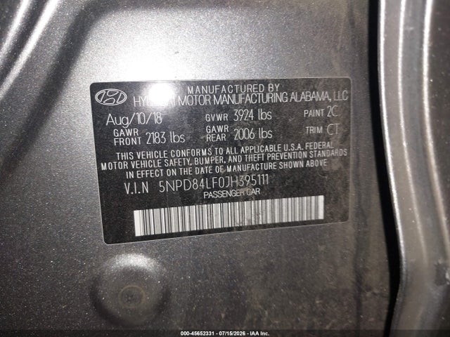 Hyundai ELANTRA SEL 2018 5NPD84LF0JH395111 Image 9