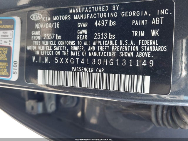 KIA Optima Lx 2017 5XXGT4L30HG131149 Image 9