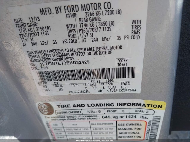 Ford F-150 Xlt 2014 1FTFW1ET3EKD32429 Image 9
