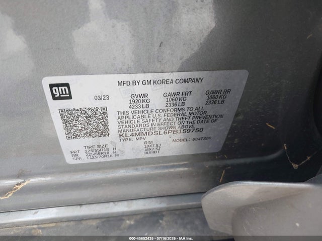 45652435 :رقم المزاد ، KL4MMDSL6PB159750 vin ، 2023 Buick Encore Gx Select Fwd مزاد بيع