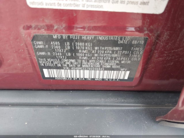 Aukcja sprzedaży 2011 Subaru Outback 2.5i Premium, vin: 4S4BRCCC7B3336845, numer aukcji: 45652544