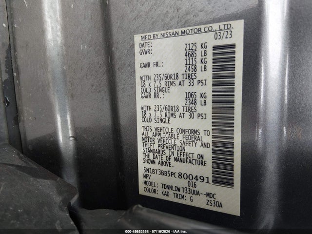 Продаж на аукціоні авто 2023 Nissan Rogue Sv Intelligent Awd, vin: 5N1BT3BB5PC800491, номер лоту: 45652558