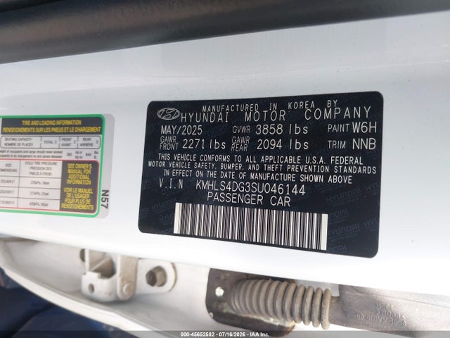 KMHLS4DG3SU046144 Hyundai Elantra Sel Convenience