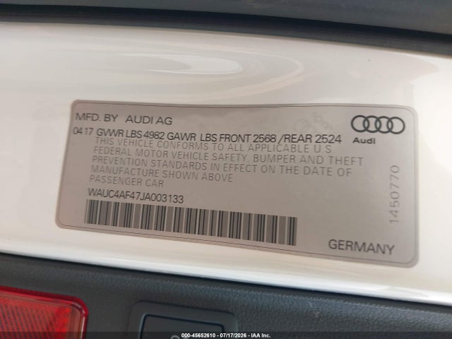 Продаж на аукціоні авто 2018 Audi S4 3.0t Premium Plus, vin: WAUC4AF47JA003133, номер лоту: 45652610
